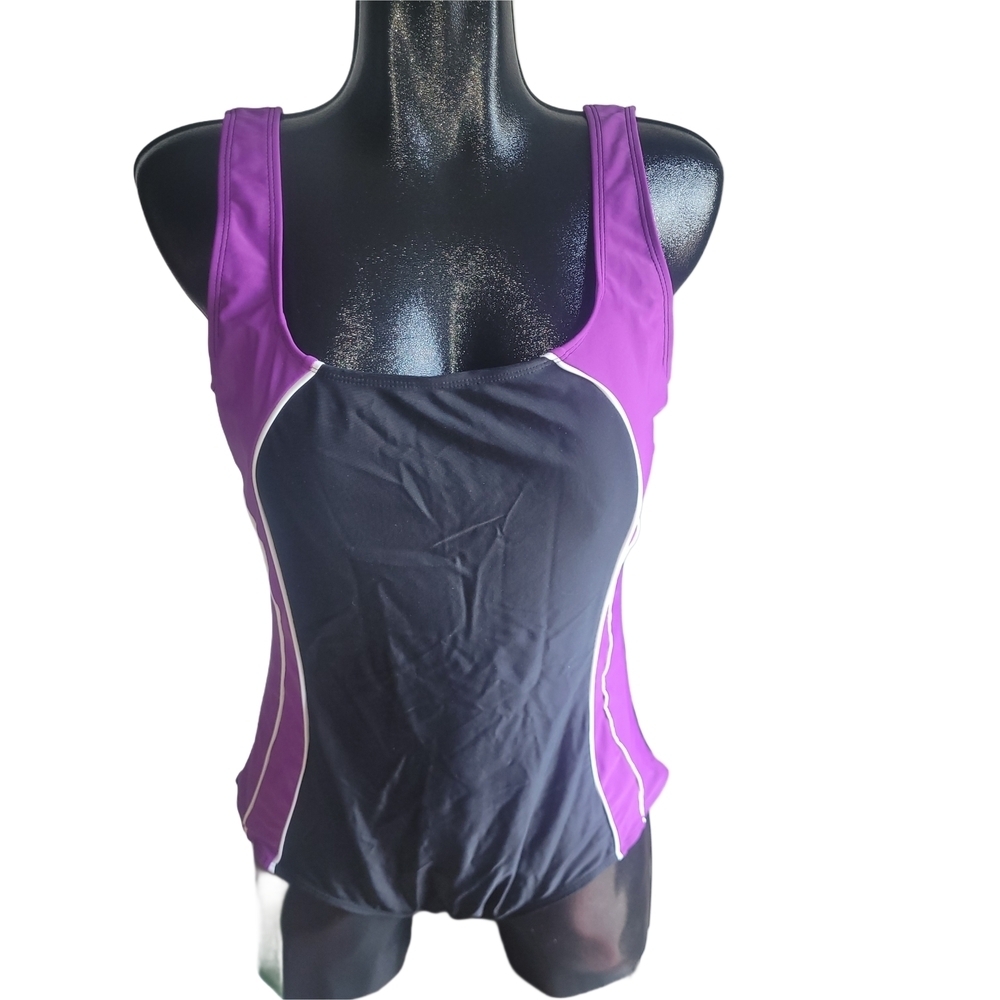 Claire France Purple and Black One Piece Swimsuit Size 2X